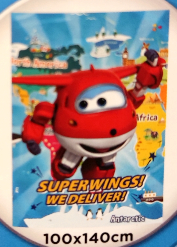 Super Wings Fleecedecke für Kinder blau